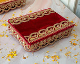 Wooden chowki  (11x8x2 inch) for wedding Favors, Return Gifts, Wedding Gifts, Sangeet favors, Décor Of Brocade Fabric